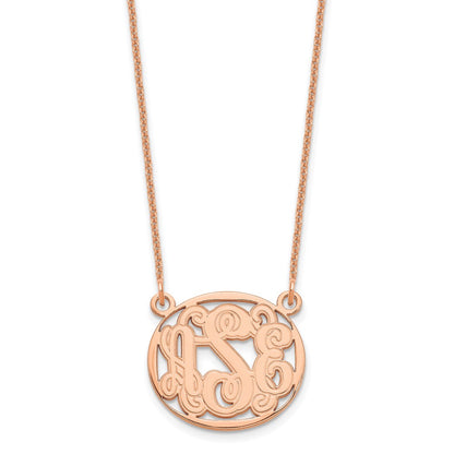 14K Rose Gold Etched Oval Monogram Necklace