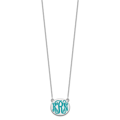 14K White Gold Small Round Epoxy Monogram Necklace