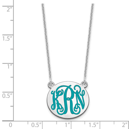 14K White Gold Small Round Epoxy Monogram Necklace