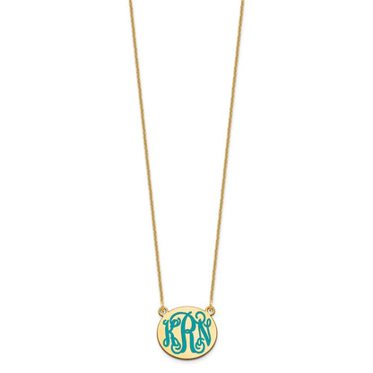 14K Yellow Gold Small Round Epoxy Monogram Necklace