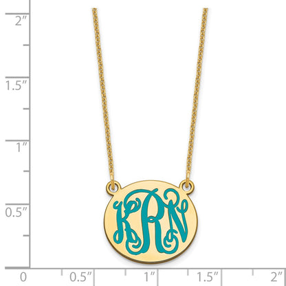 14K Yellow Gold Small Round Epoxy Monogram Necklace
