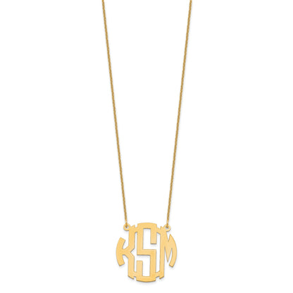 14K Yellow Gold Small Round Monogram Necklace