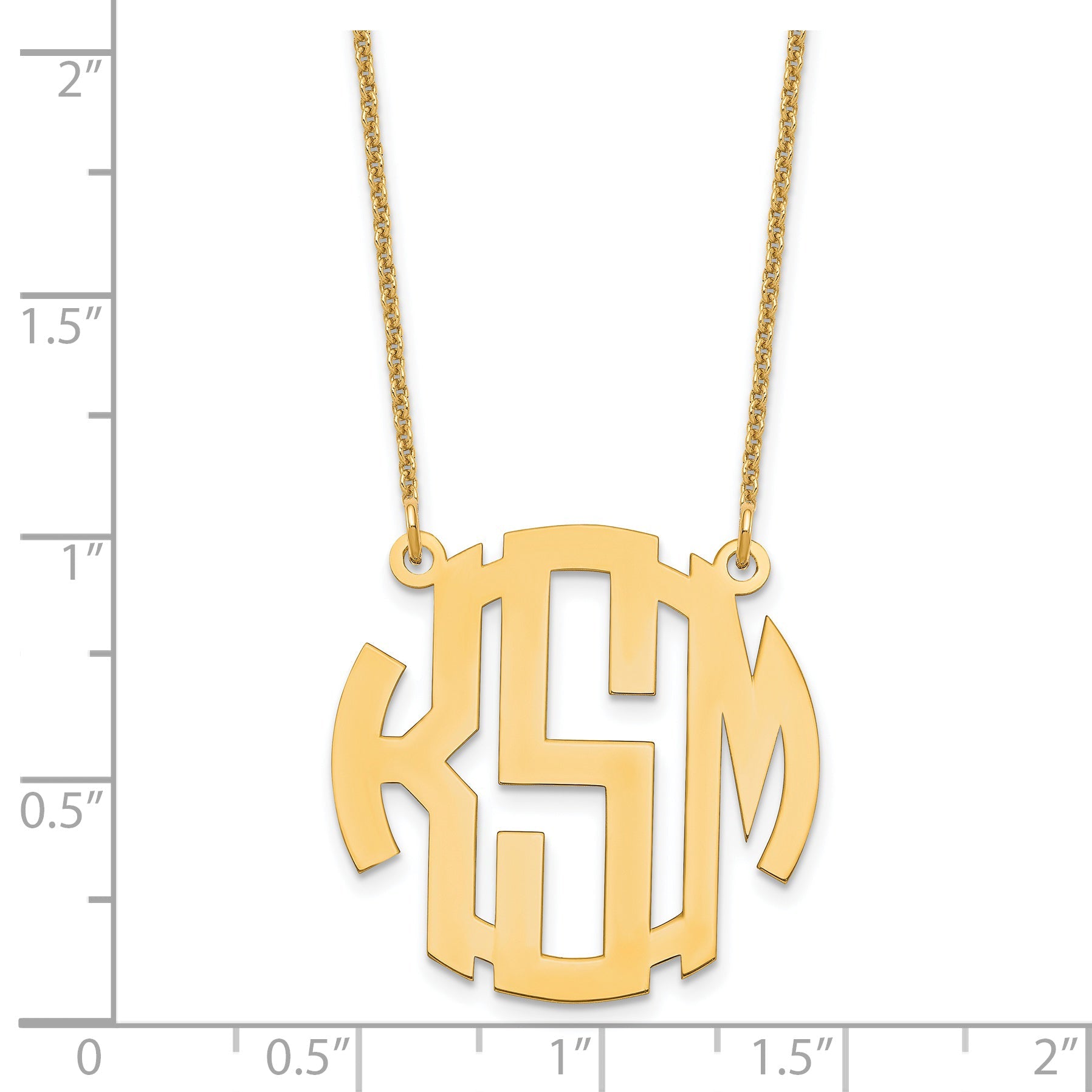 14K Yellow Gold Small Round Monogram Necklace