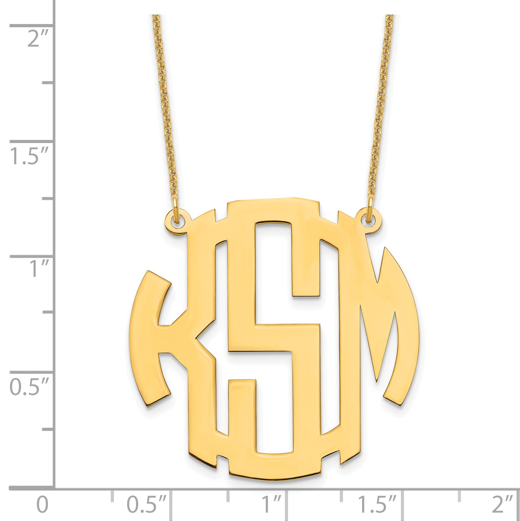 14K Yellow Gold Round Monogram Necklace