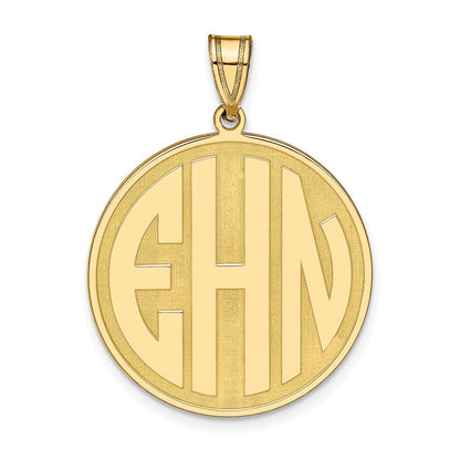 Gold Plated Sterling Silver/Gold Round Block Letter Monogram Pendant