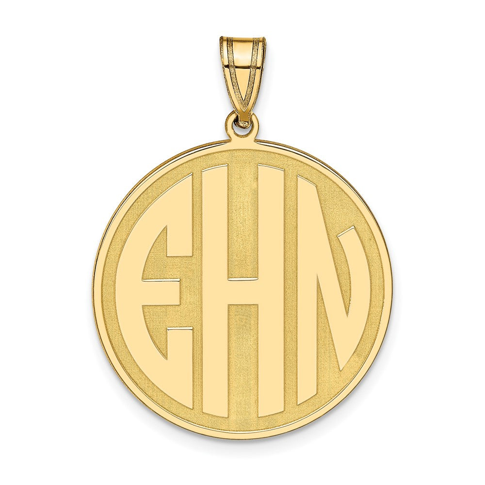 14K Yellow Gold Round Block Letter Monogram Pendant