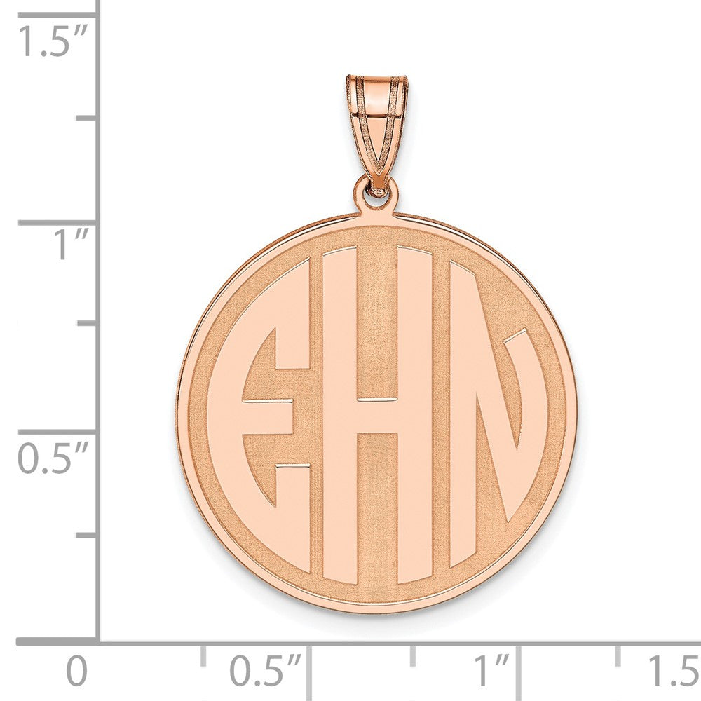 14K Rose Gold Round Block Letter Monogram Pendant