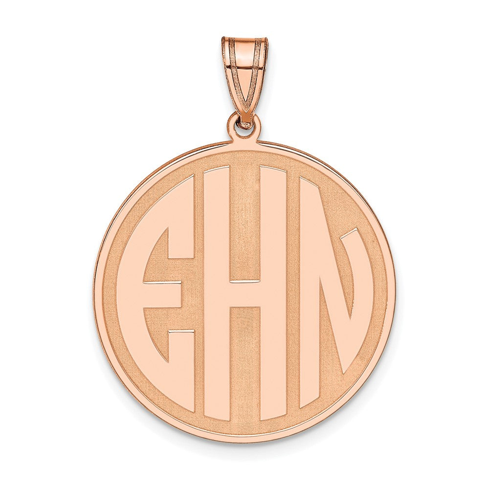 14K Rose Gold Round Block Letter Monogram Pendant