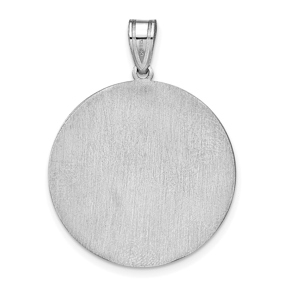 Sterling Silver Silver/Rhod Plated Round Block Letter Monogram Pendant