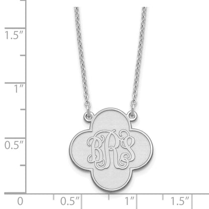 Sterling Silver Silver/Rhodium Plated Clover Monogram Necklace
