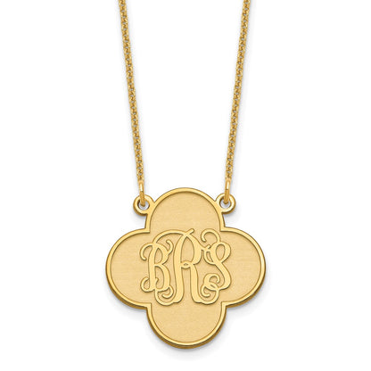 14K Yellow Gold Clover Monogram Necklace