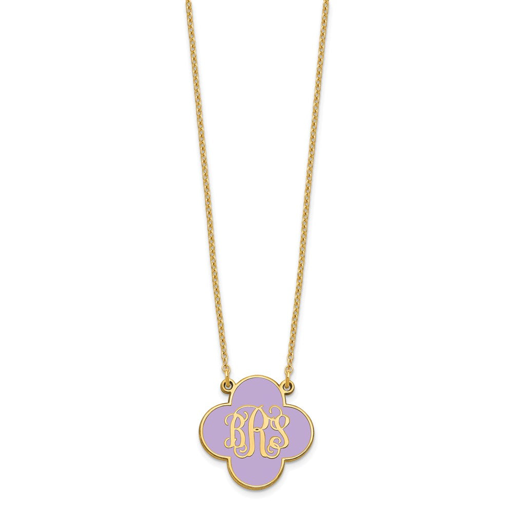 Gold Plated Sterling Silver/Gold Clover Monogram Epoxy Necklace