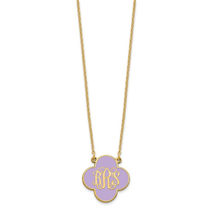 Gold Plated Sterling Silver/Gold Clover Monogram Epoxy Necklace