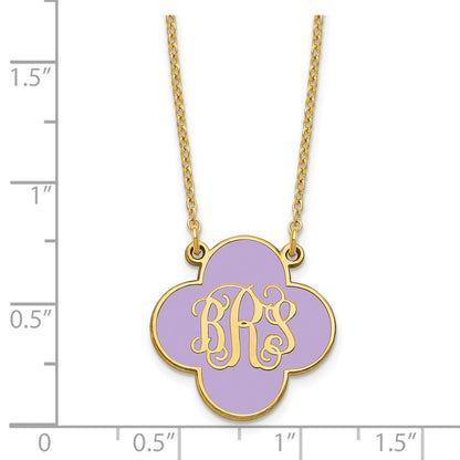 Gold Plated Sterling Silver/Gold Clover Monogram Epoxy Necklace