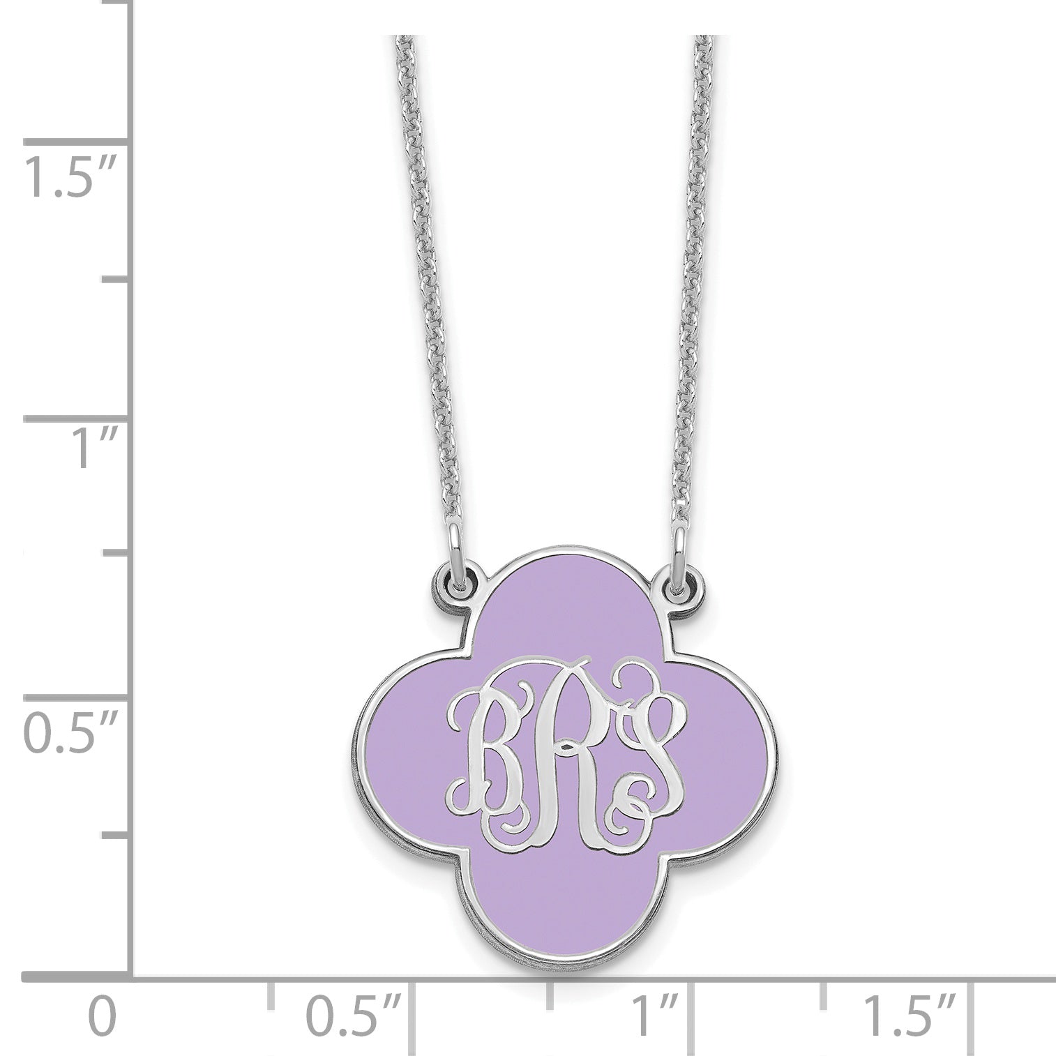 14K White Gold Clover Monogram Epoxy Necklace