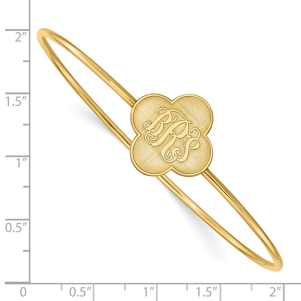 Gold Plated Sterling Silver/Gold Clover Monogram Slip On Bangle