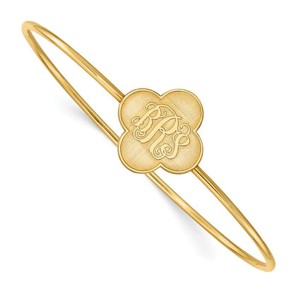 Gold Plated Sterling Silver/Gold Clover Monogram Slip On Bangle