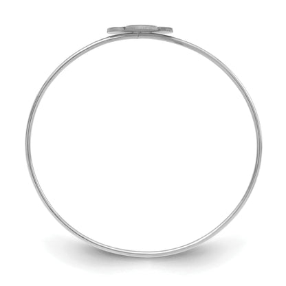 Sterling Silver Silver/Rhodium Plated Clover Monogram Slip On Bangle