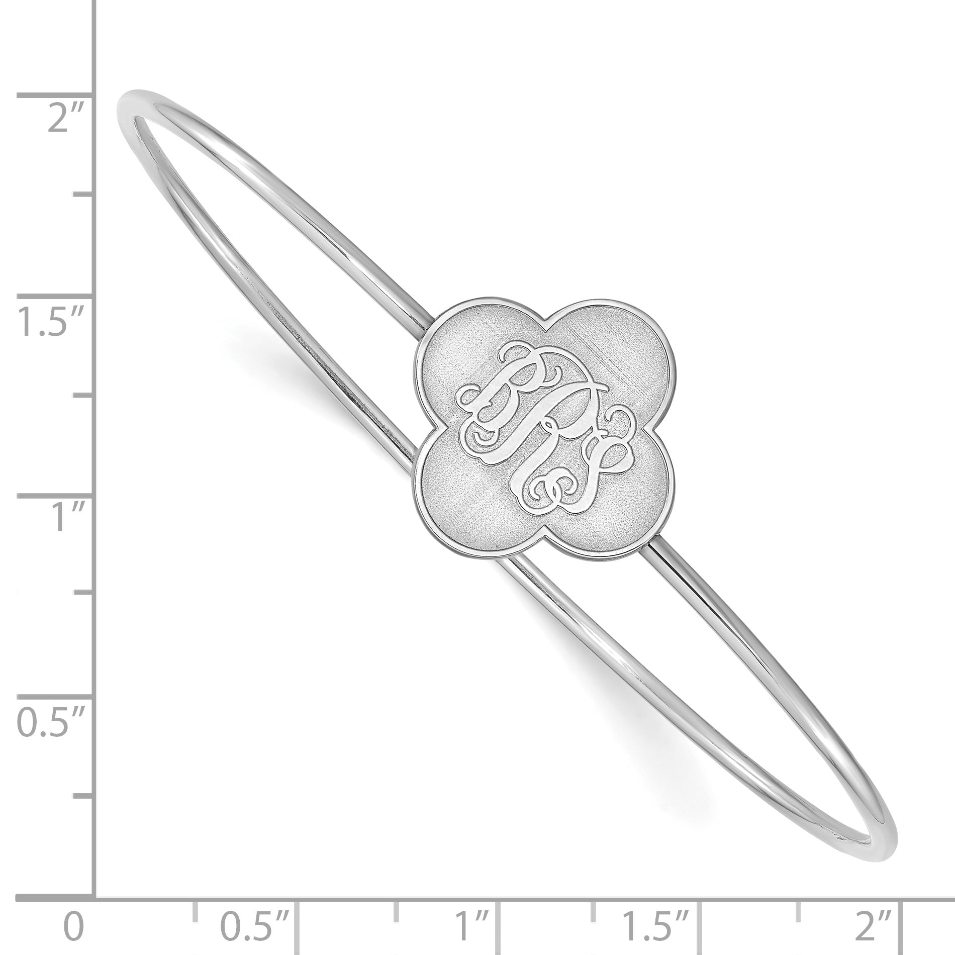 Sterling Silver Silver/Rhodium Plated Clover Monogram Slip On Bangle