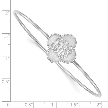 Sterling Silver Silver/Rhodium Plated Clover Monogram Slip On Bangle