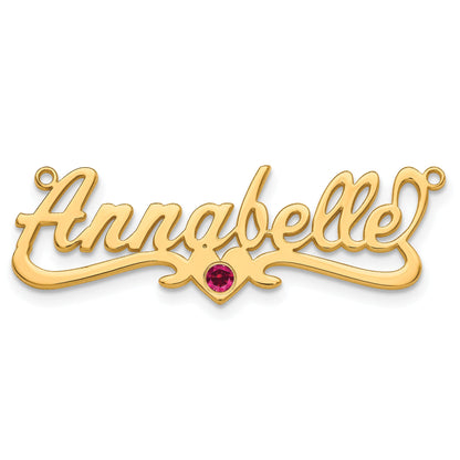 Gold Plated With Bezel Birthstone Heart Name Plate