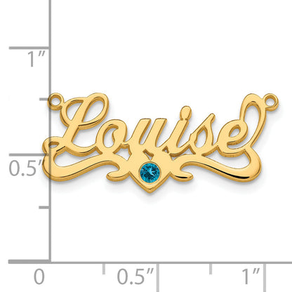 Gold Plated With Bezel Birthstone Heart Name Plate