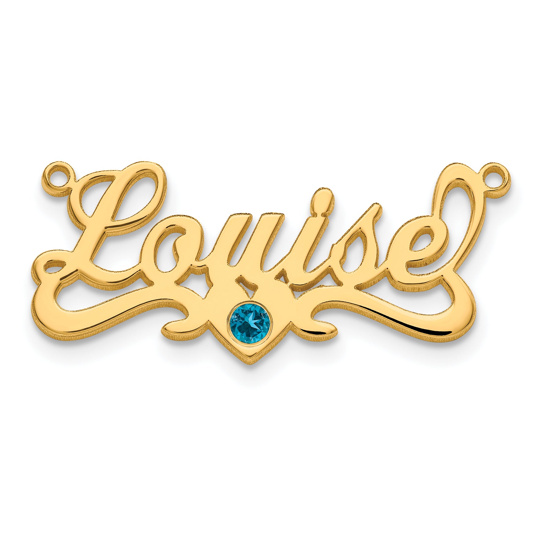 Gold Plated With Bezel Birthstone Heart Name Plate