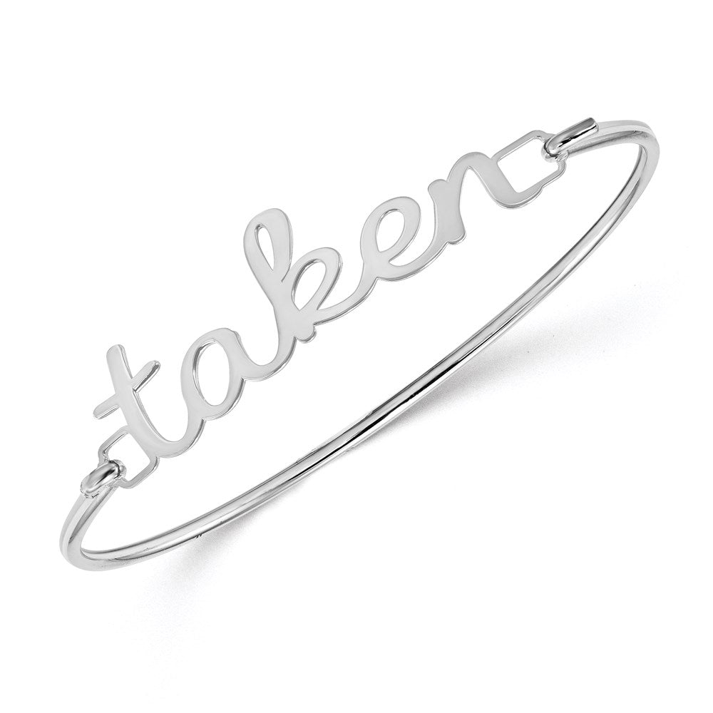 14K White Gold Name Plate On Sterling Silver Bangle