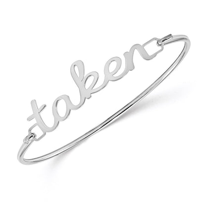 14K White Gold Name Plate On Sterling Silver Bangle