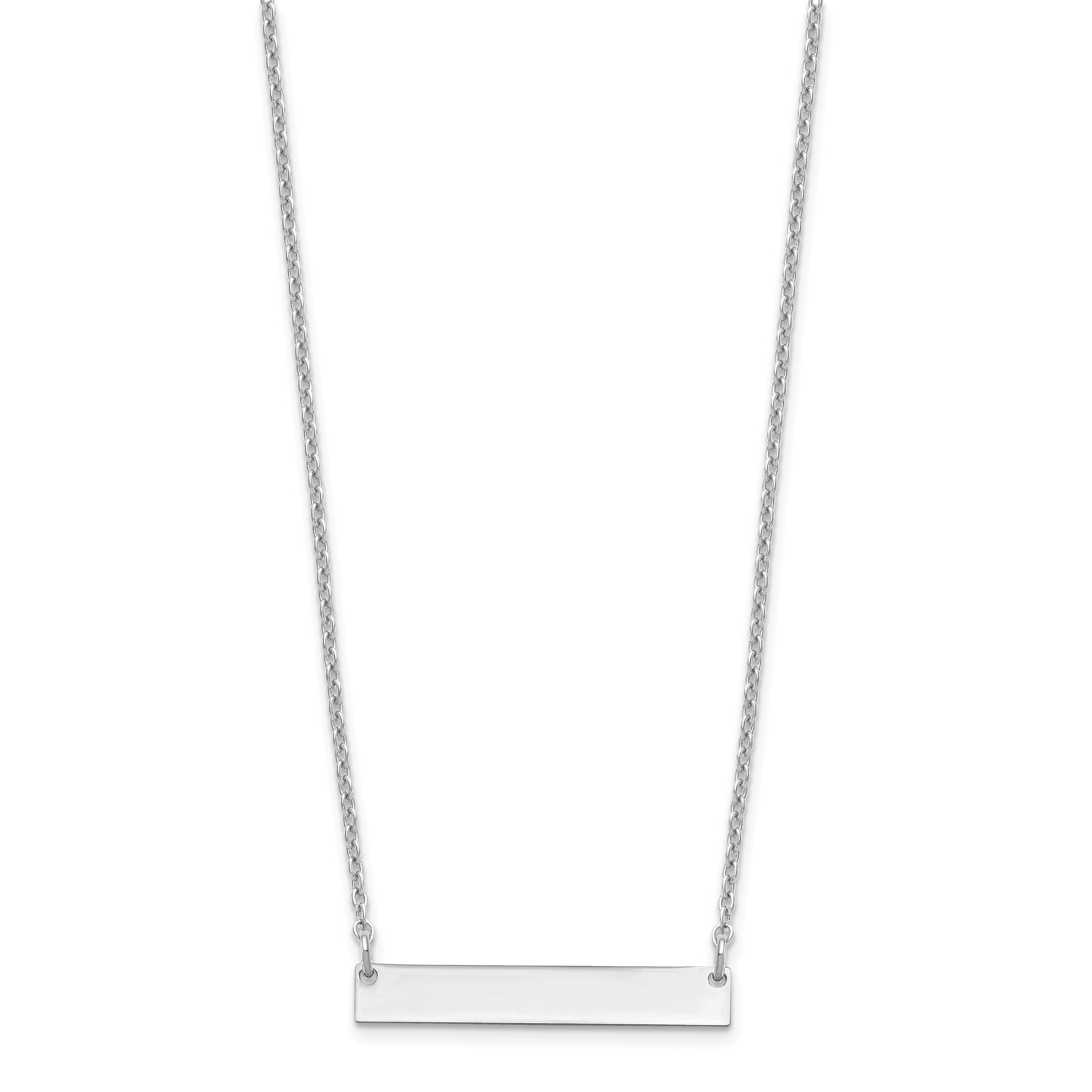 Sterling Silver Silver/Rhodium Plated Small Blank Bar Necklace