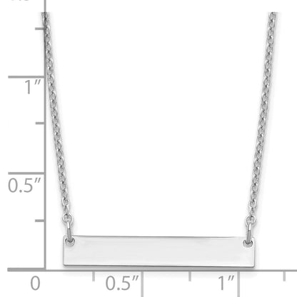 Sterling Silver Silver/Rhodium Plated Small Blank Bar Necklace
