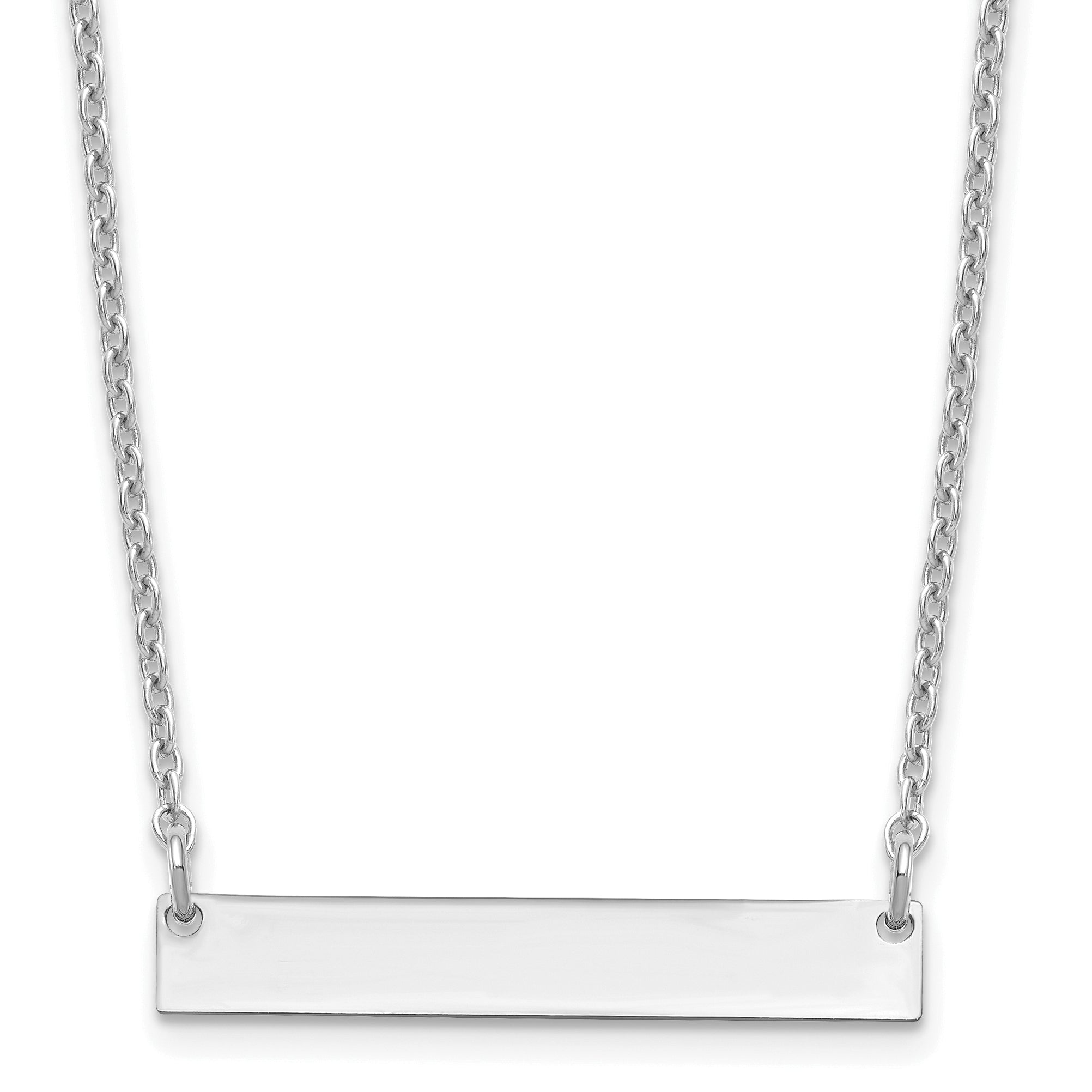 Sterling Silver Silver/Rhodium Plated Small Blank Bar Necklace