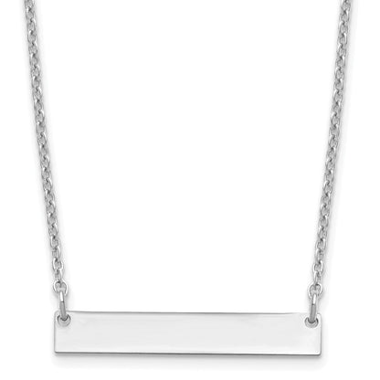 Sterling Silver Silver/Rhodium Plated Small Blank Bar Necklace