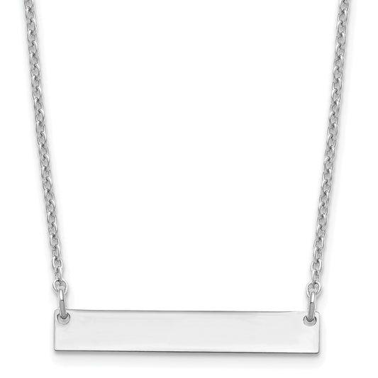 Sterling Silver Silver/Rhodium Plated Small Blank Bar Necklace