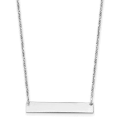14K White Gold Small Polished Blank Bar Necklace