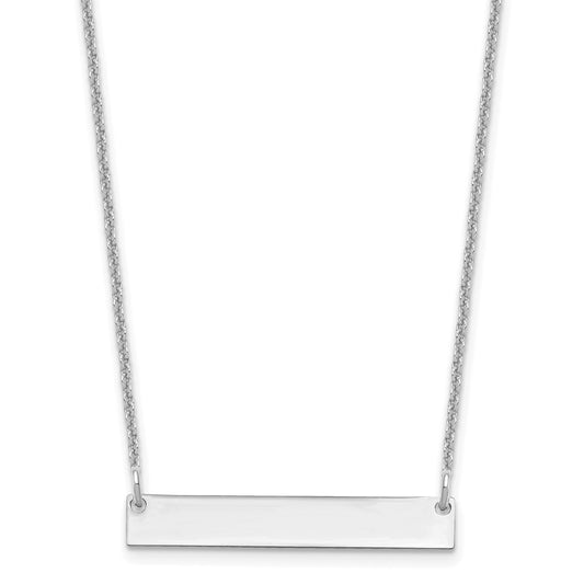 14K White Gold Small Polished Blank Bar Necklace