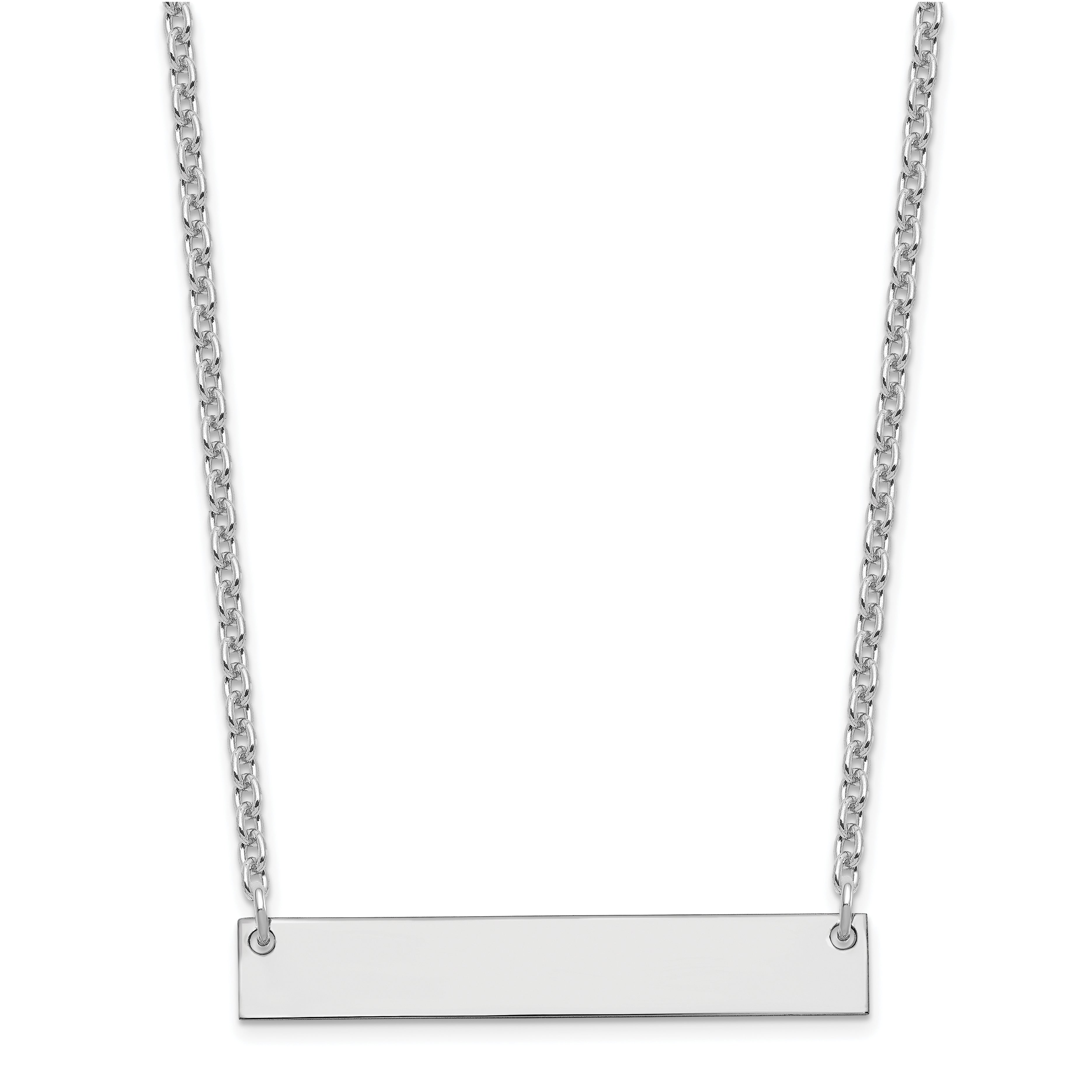 Sterling Silver Silver/Rhodium Plated Medium Blank Bar Necklace
