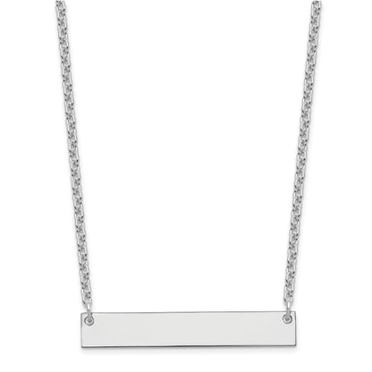 Sterling Silver Silver/Rhodium Plated Medium Blank Bar Necklace