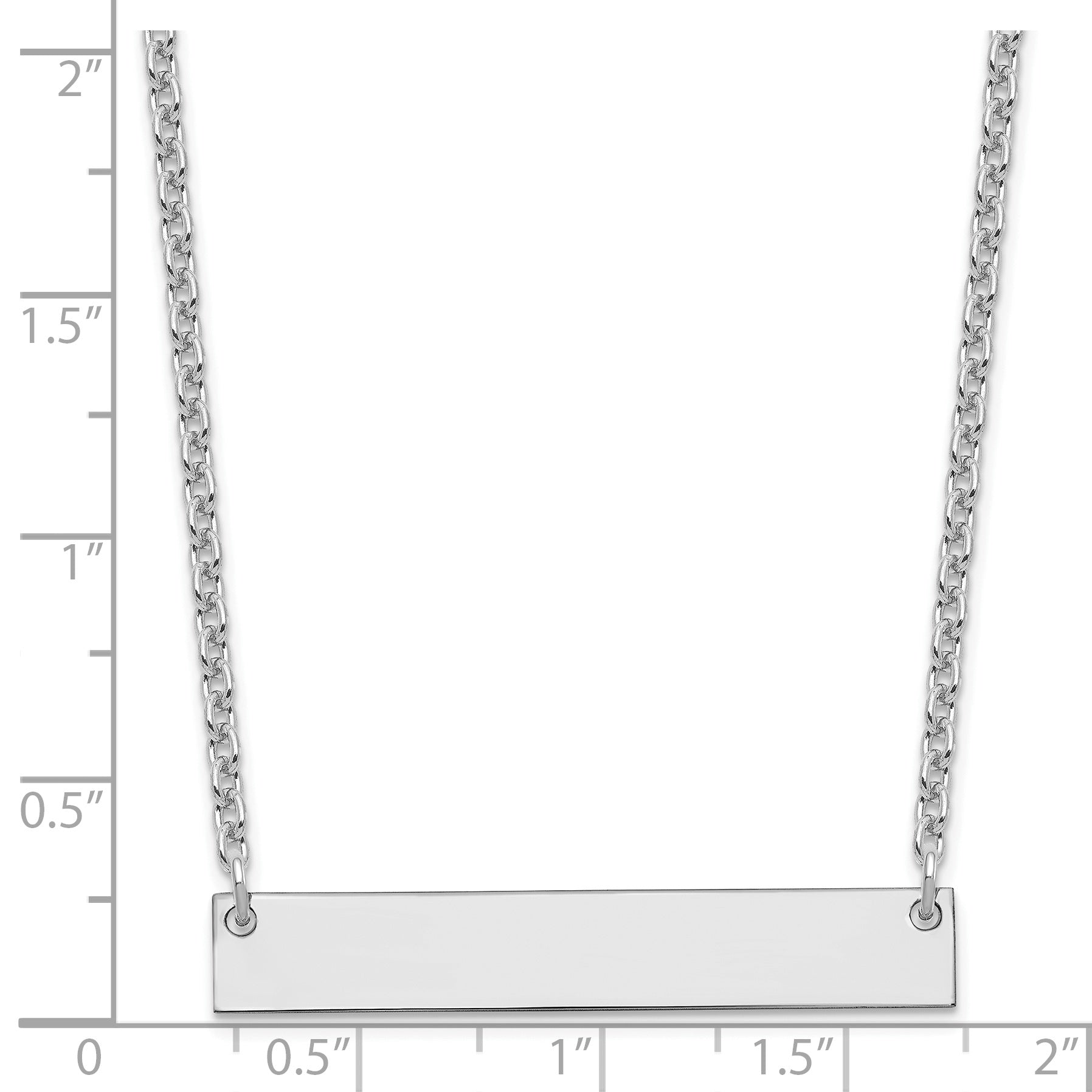 Sterling Silver Silver/Rhodium Plated Medium Blank Bar Necklace