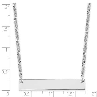 Sterling Silver Silver/Rhodium Plated Medium Blank Bar Necklace