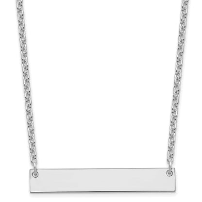 Sterling Silver Silver/Rhodium Plated Medium Blank Bar Necklace