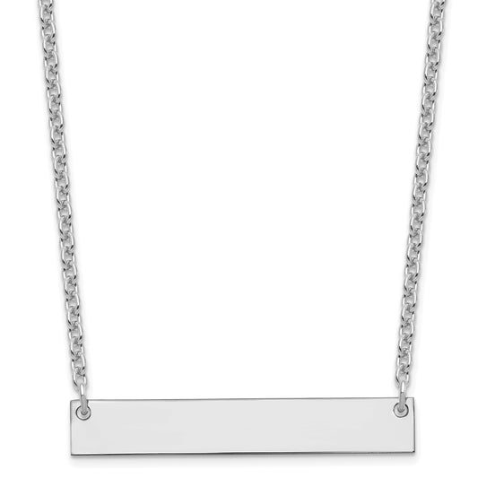 Sterling Silver Silver/Rhodium Plated Medium Blank Bar Necklace