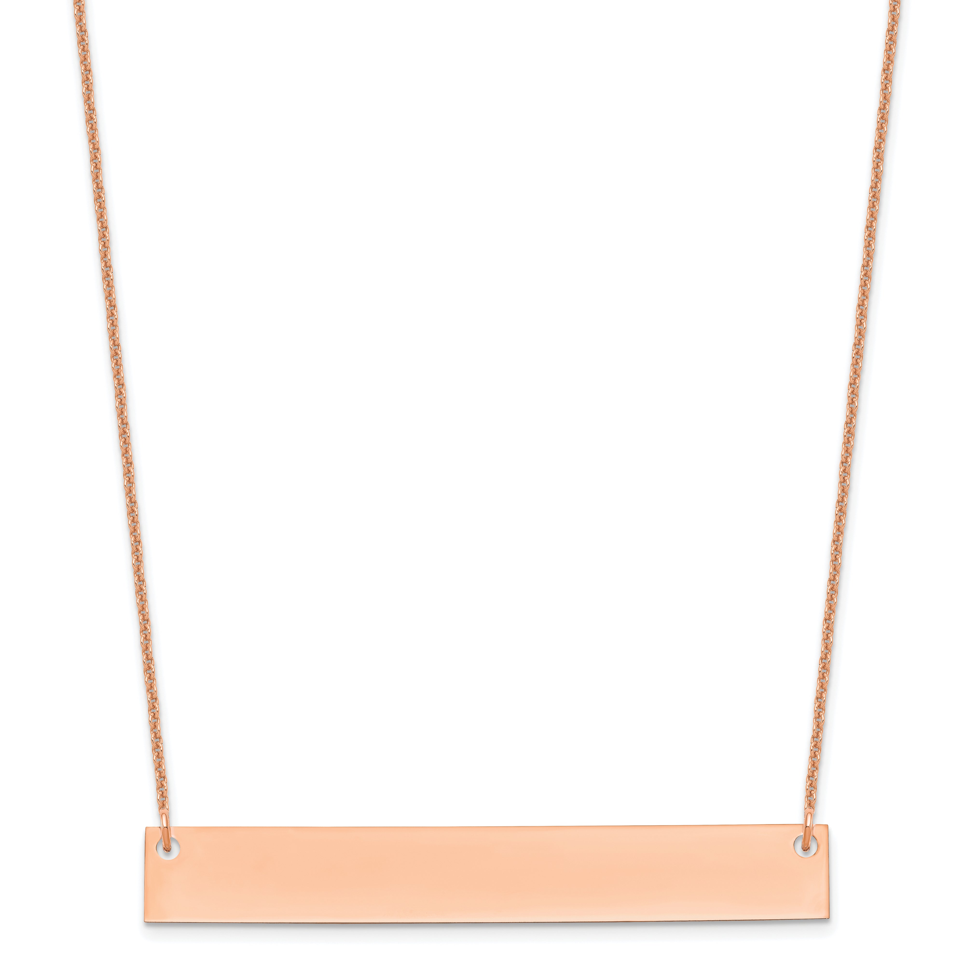 14K Rose Gold Large Blank Bar Necklace