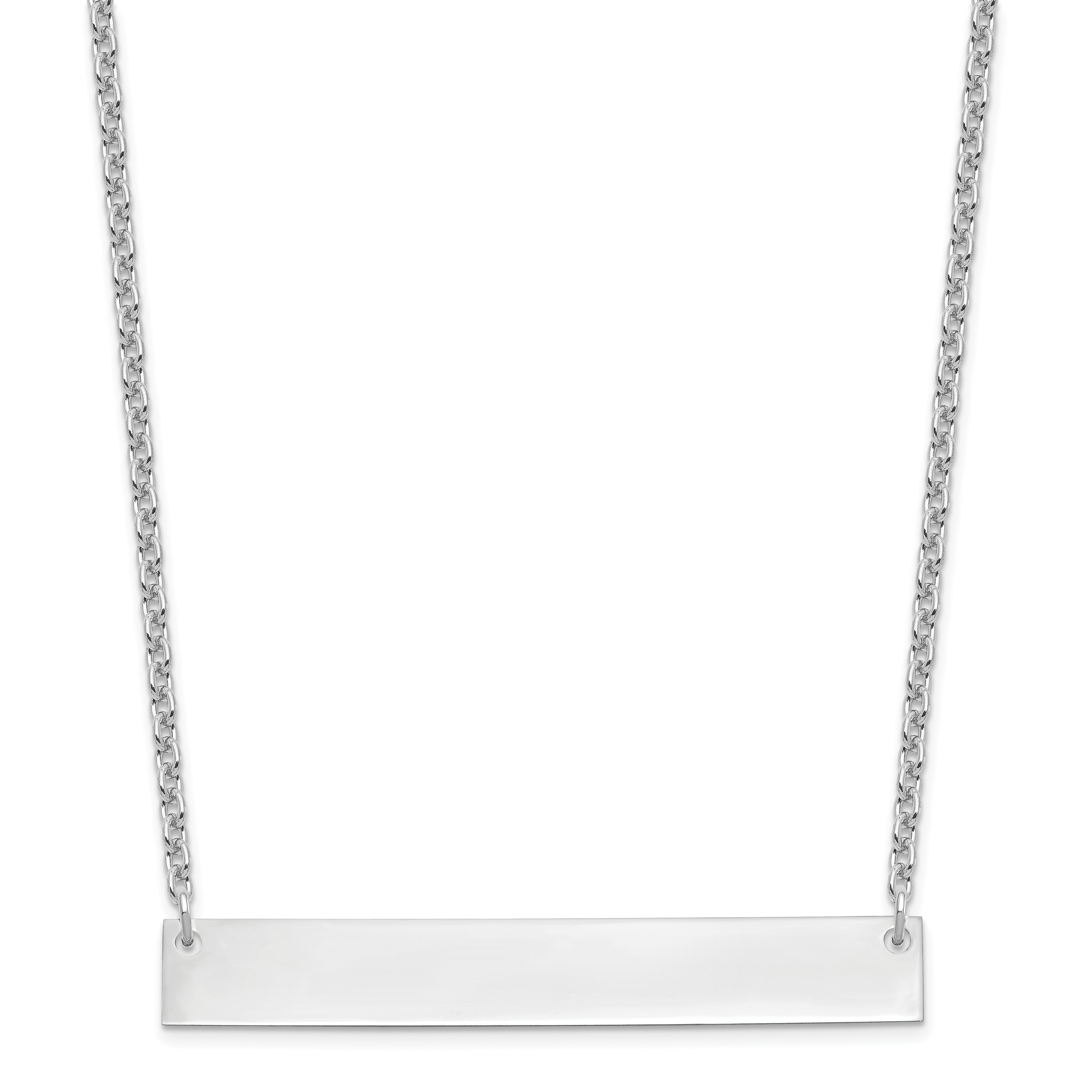 Sterling Silver Silver/Rhodium Plated Large Blank Bar Necklace