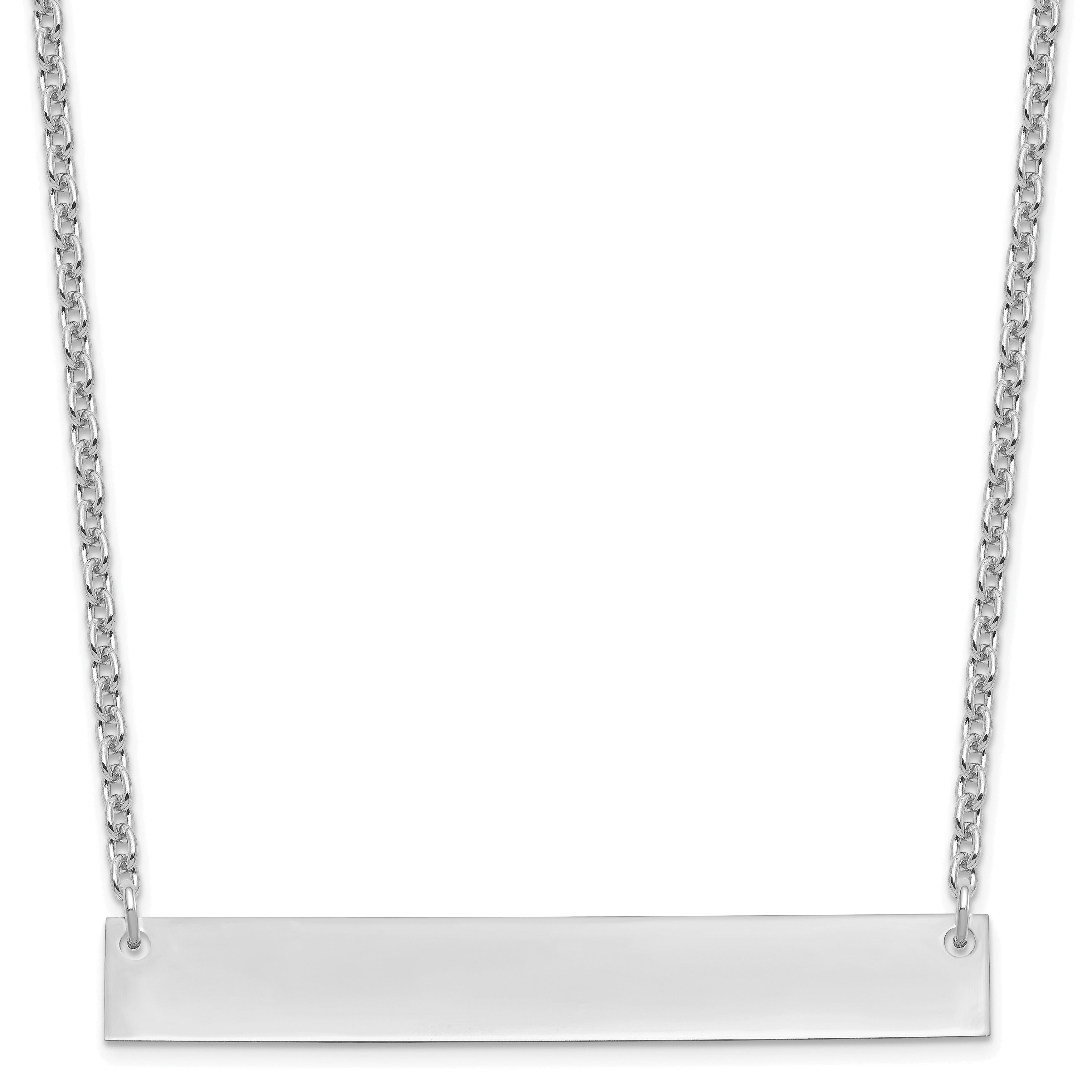 Sterling Silver Silver/Rhodium Plated Large Blank Bar Necklace