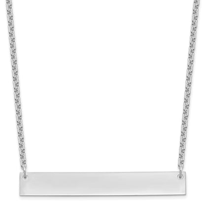 Sterling Silver Silver/Rhodium Plated Large Blank Bar Necklace