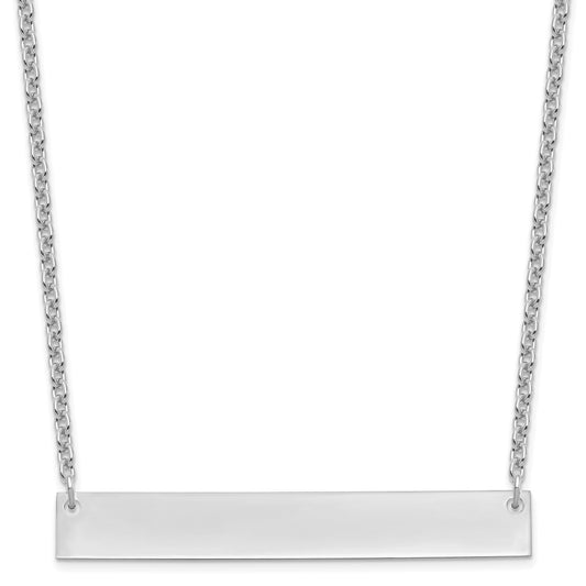 Sterling Silver Silver/Rhodium Plated Large Blank Bar Necklace