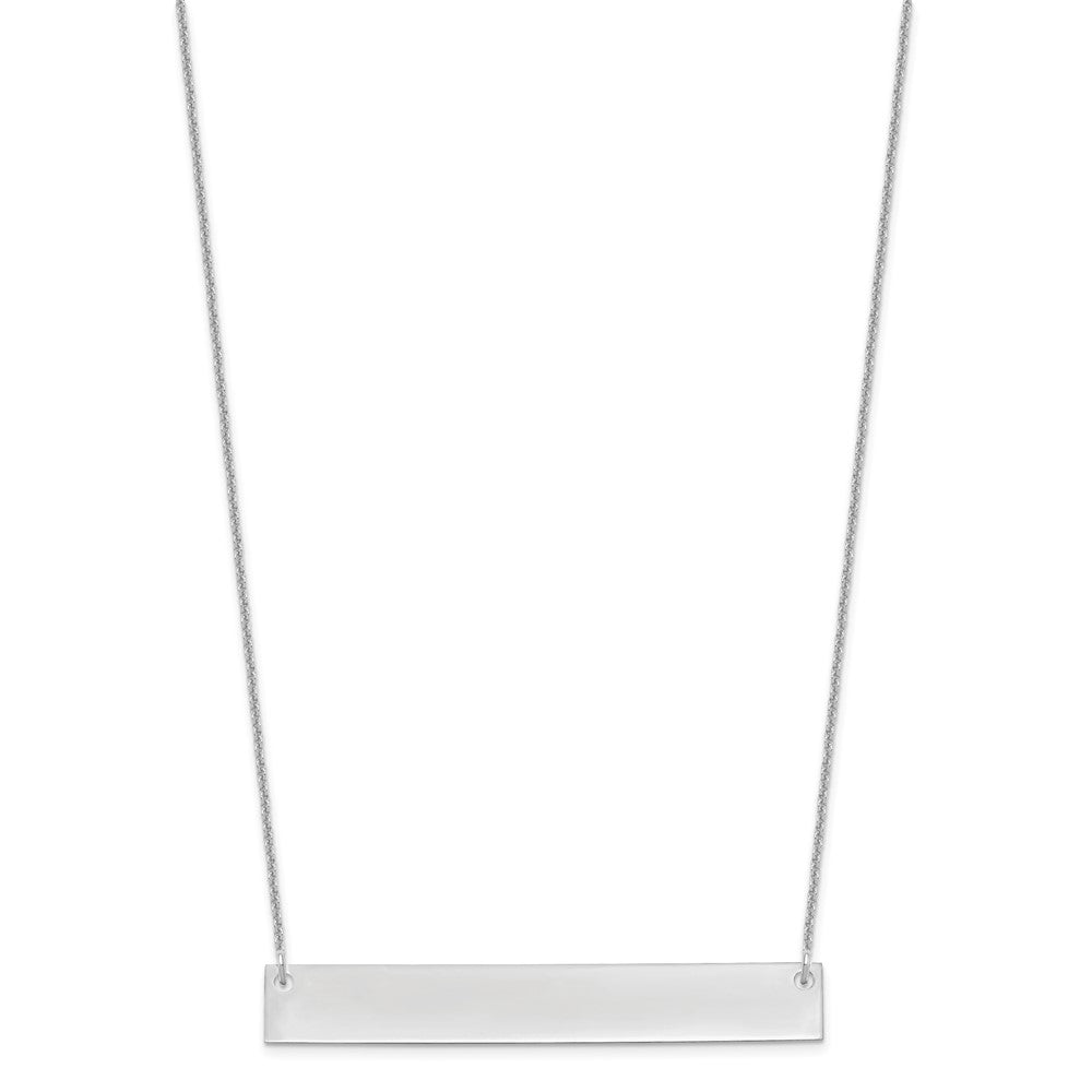 14K White Gold Large Blank Bar Necklace