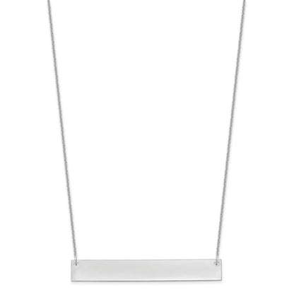 14K White Gold Large Blank Bar Necklace