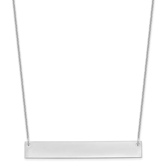 14K White Gold Large Blank Bar Necklace